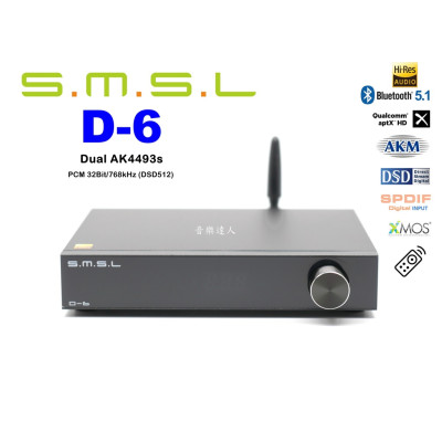 DAC SMSL D-6 Làn Sóng Mới Phân Khúc Tầm Trung – Chip 2x AK4493S XMOS Bluetooth 5.1