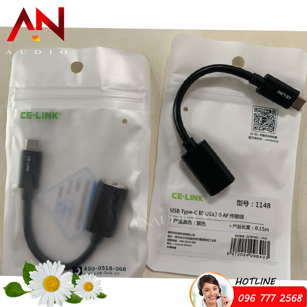 Dây Cáp Celink kết nối điện thoại cổng Type c với Giải mã DAC âm thanh USB 2.0