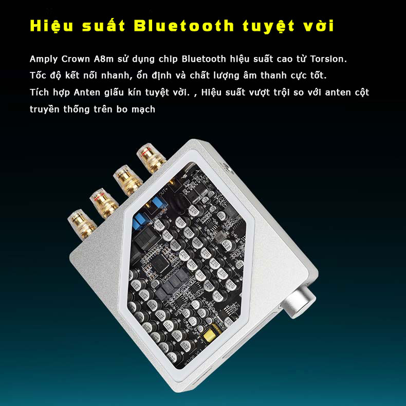 Amply Mini Crown A8m 80wx2 - Hỗ Trợ Bluetooth